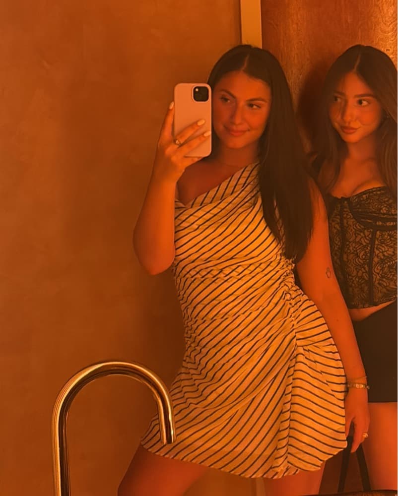 Striped Satin Mini Dress - Image 1