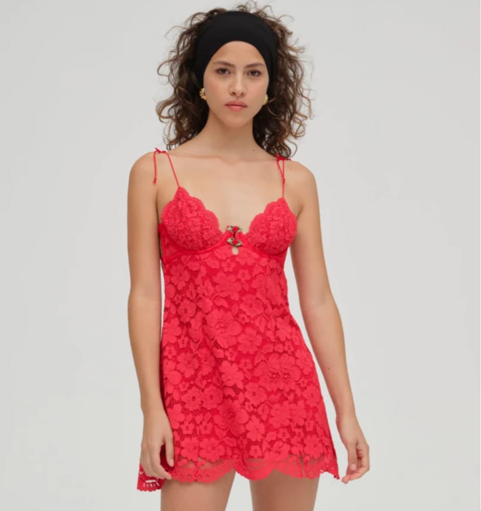 For Love And Lemons Red Lace Slip Dress  - Image 1