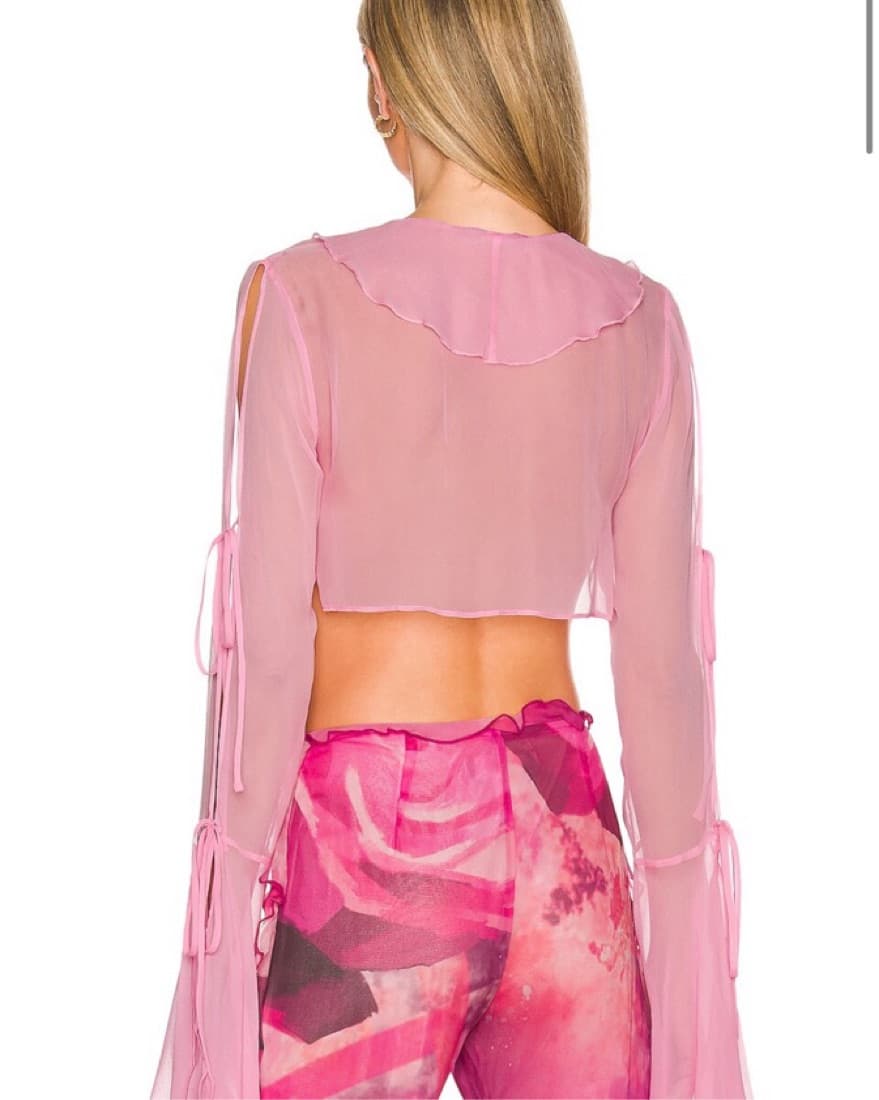 Kim Shui Chiffon Top in Baby Pink - Image 3