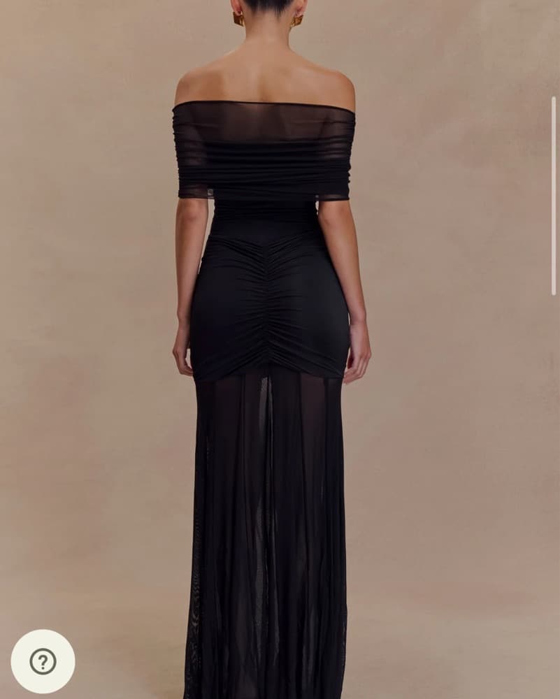 Slinky And Mesh Off Shoulder Maxi Dress  - Image 2