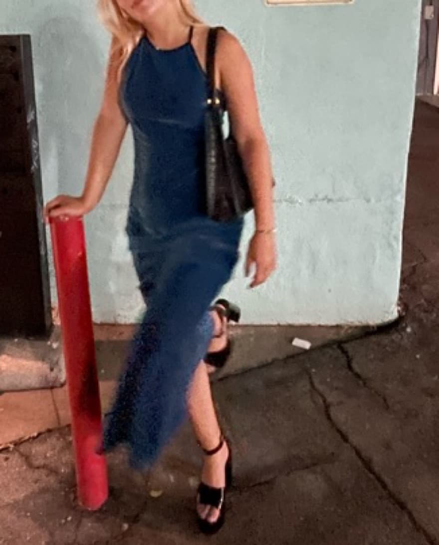 Blue Velvet Long Strappy Dress - Image 1