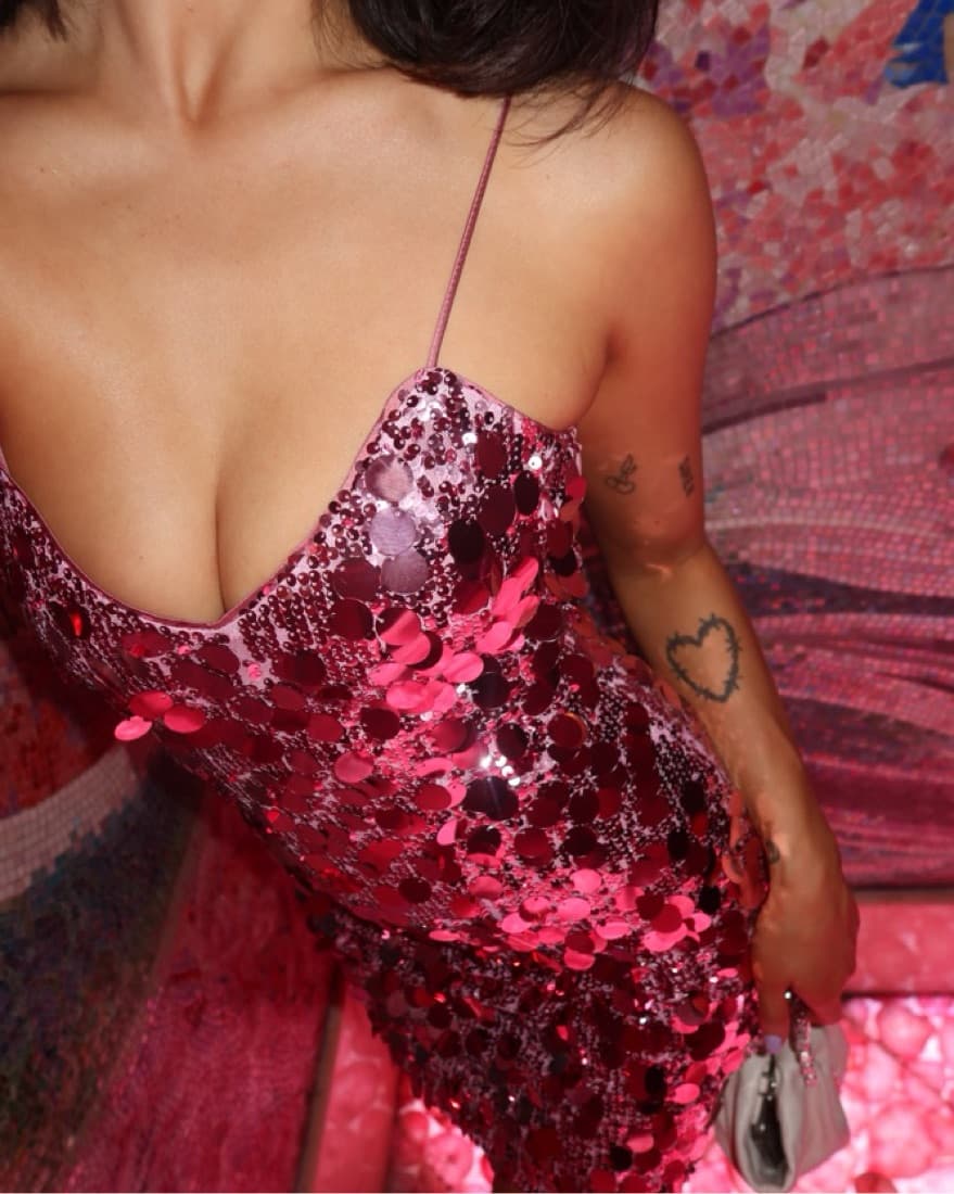 Sequined Pink Mini Dress - Image 2