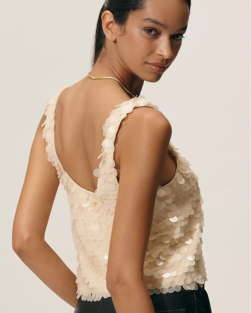 Scoop-Neck Paillet Sequined Camisole Top - Image 2