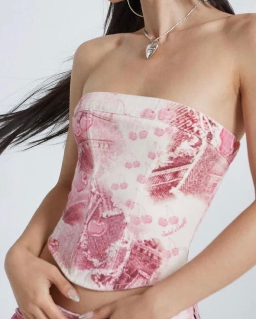 Jaded London Jean Corset Top Pink - Image 1