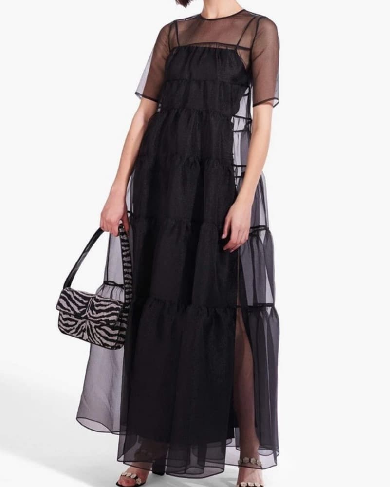 Staud Black Tulle Dress - Image 1