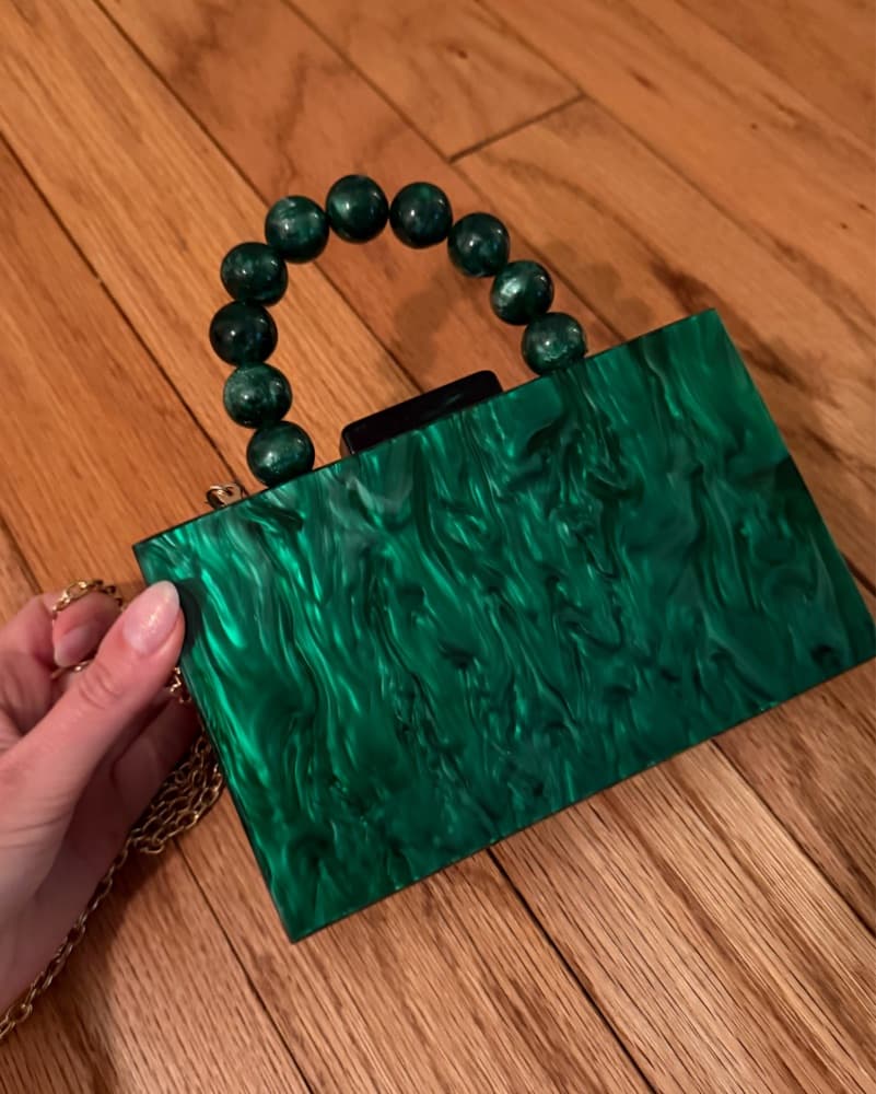 Green Marble Acrylic Clutch - Image 5
