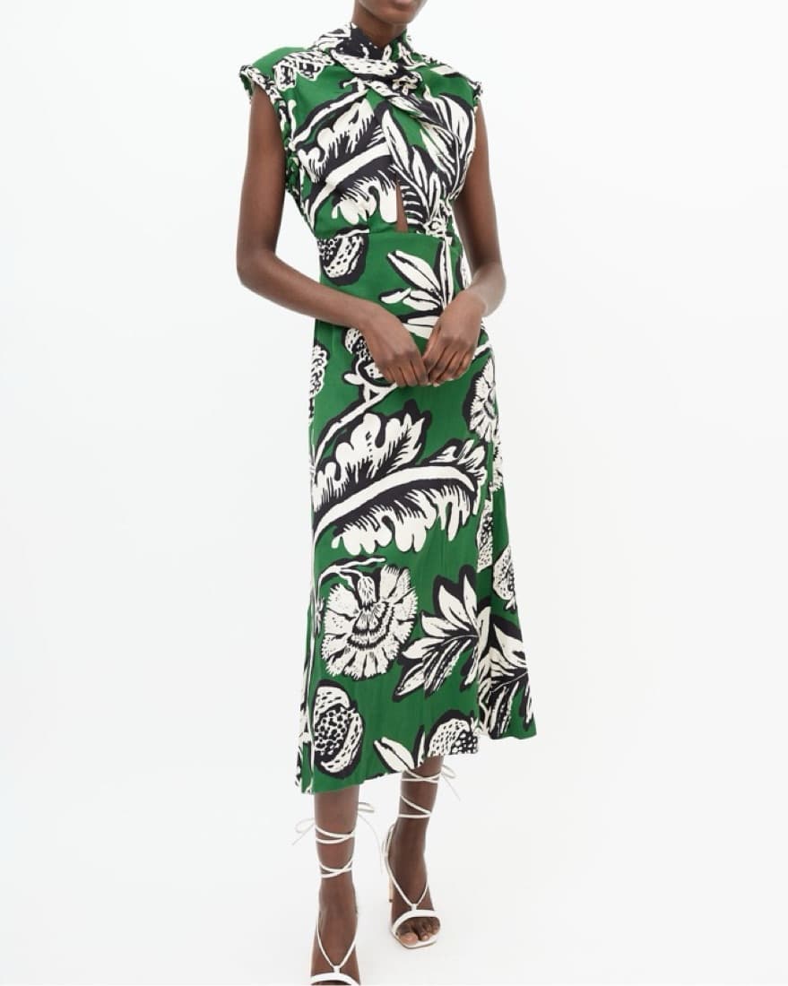 Johanna Ortiz Green & White Floral Dress - Image 1