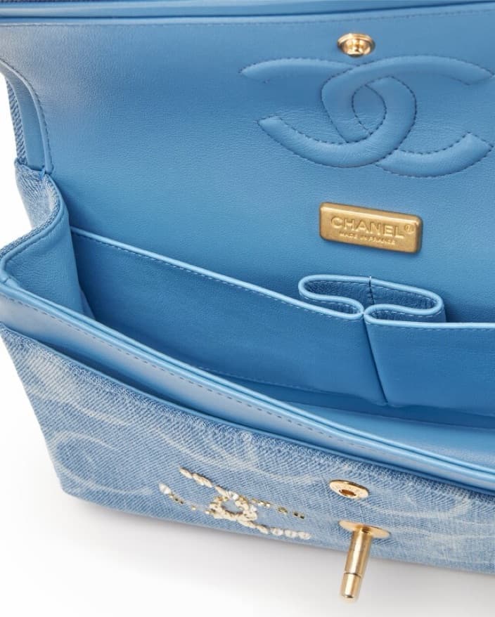 Chanel Blue Denim Sequin Flap Bag - Image 4