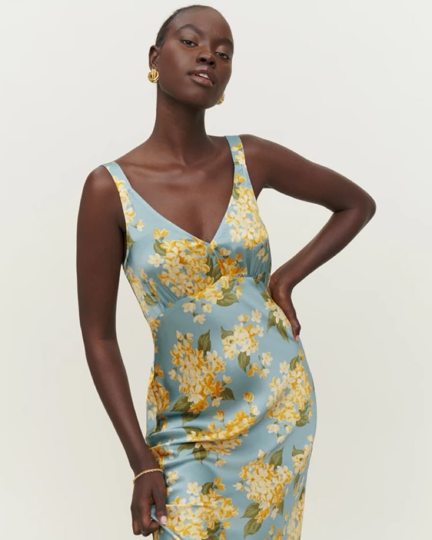 Reformation Daytona Silk Dress - Floral - Image 2