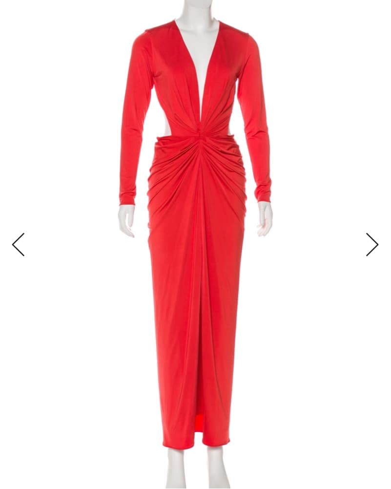 Stunning HANEY Red Deep V Cutout Dress - Image 1