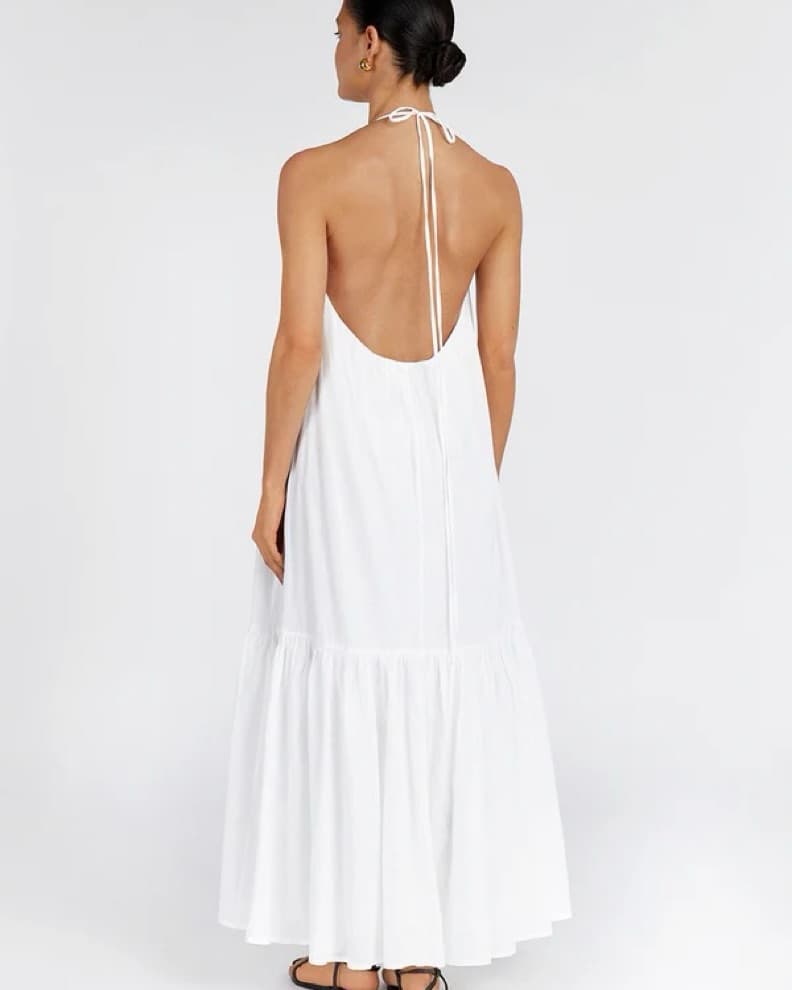 DISSH Backless White Linen Maxi - Image 3