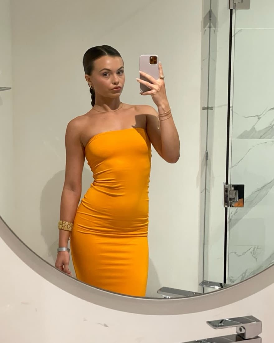 Meshki Orange Bodycon Dress - Image 4