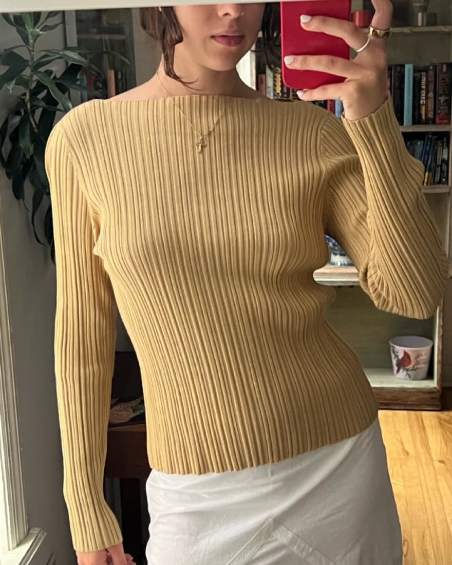 Vintage 90s Tan Long Sleeve Top - Image 1