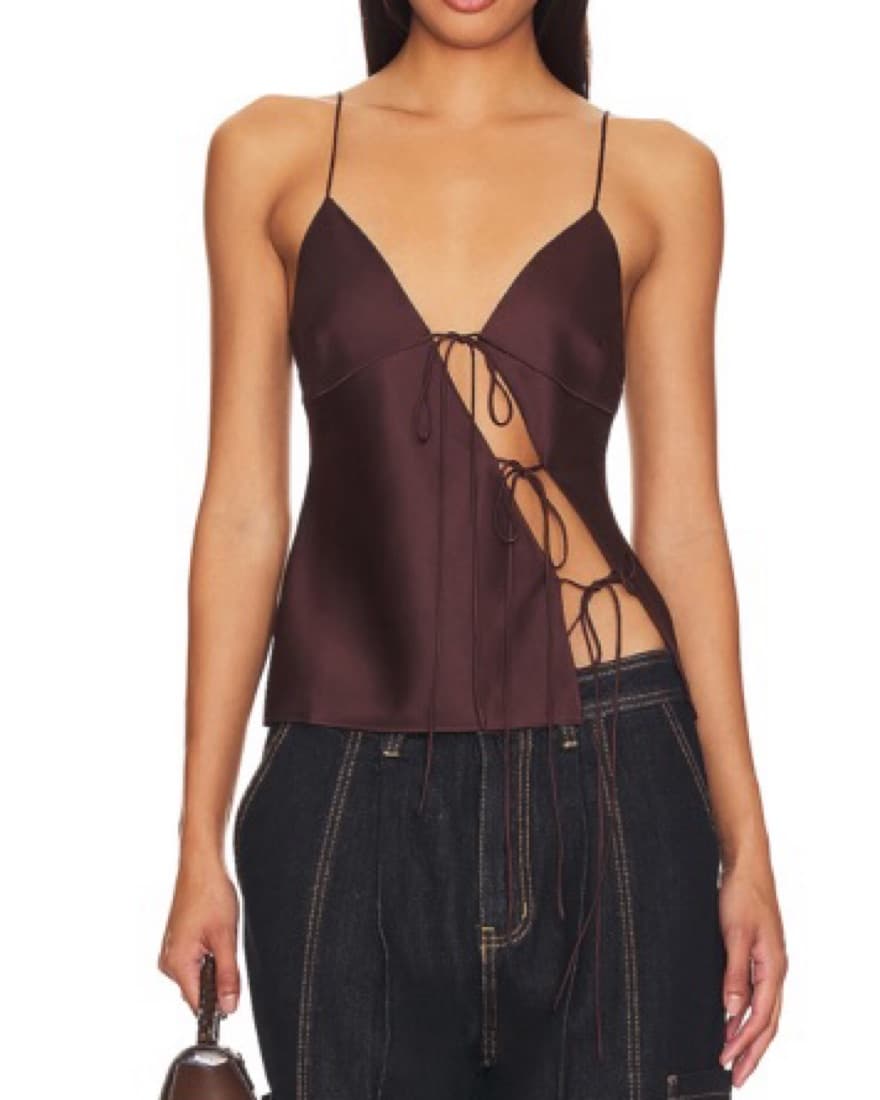 Lioness Brown Tie Tank Top - Image 1