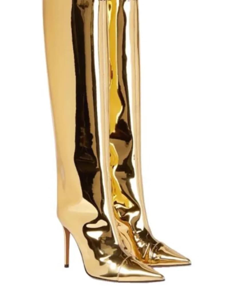 Striking Gold Metallic Boots pointy - Image 2