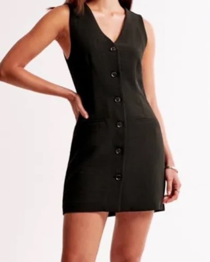 Abercrombie Black Button-Up Dress - Image 2