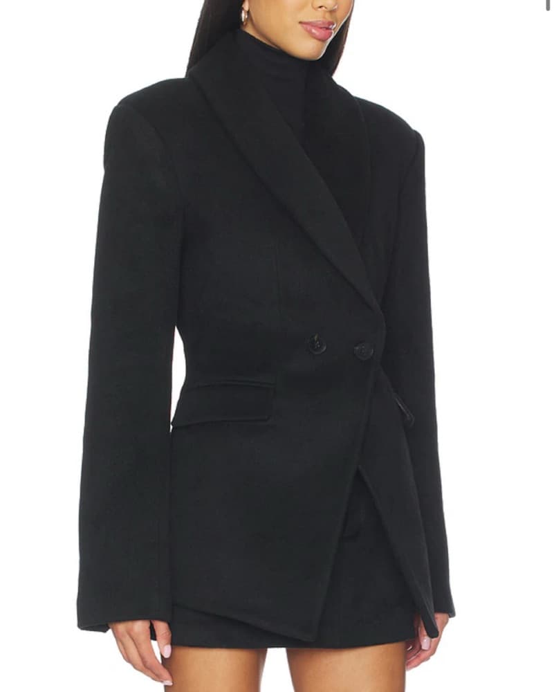 Sleek Black Pea Coat - Image 2