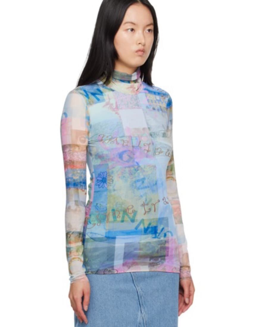 Ganni Blue Mesh Top - Image 4