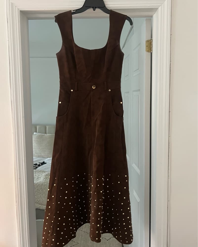 Studded Faux Suede Midi-Dress  - Image 2
