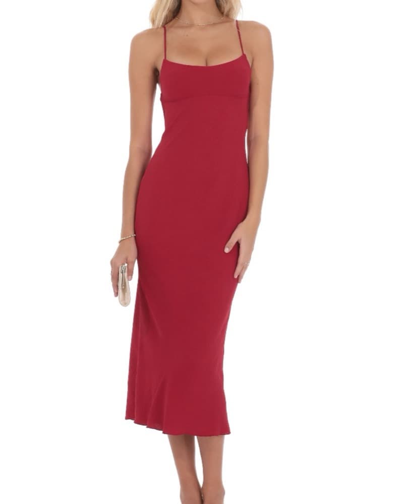 Lucy In The Sky Red Midi Dress - Image 1
