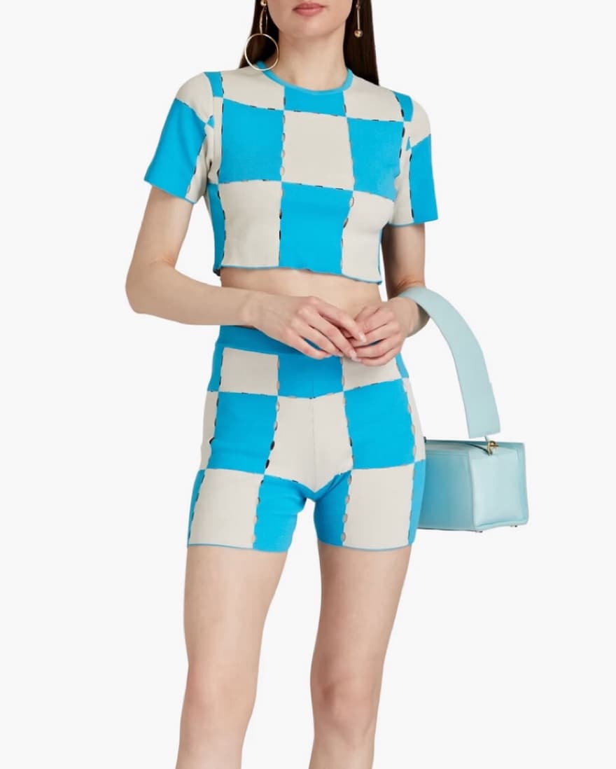 JACQUEMUS POINTELLE SHORTS BLUE WHITE - Image 1
