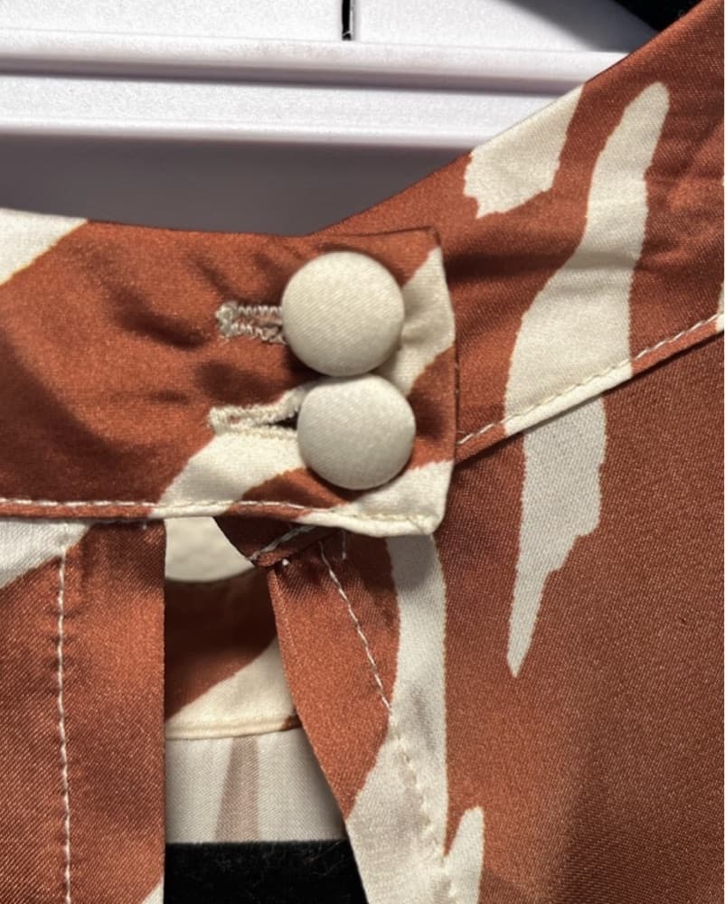 Brown Zembra Print Silk Dress - Image 5