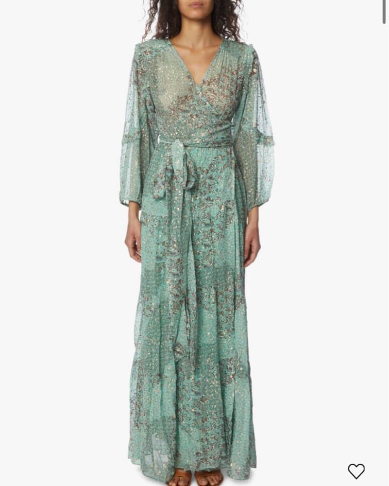 BA&SH Long Sleeve Green Dress - Image 3