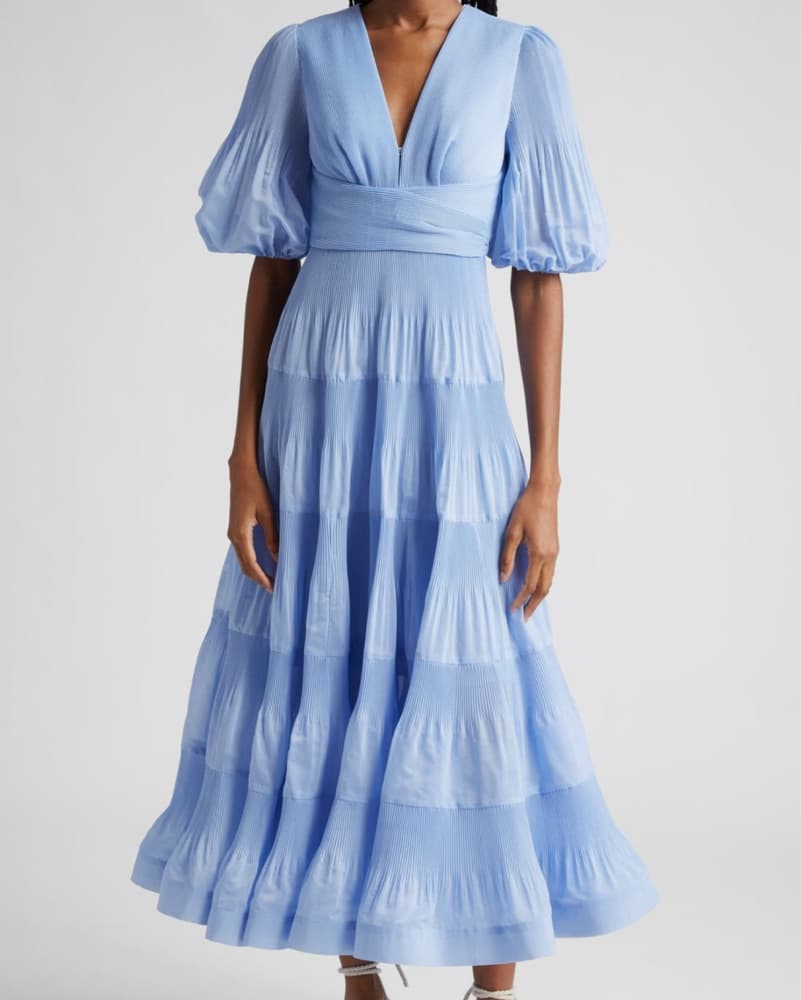 Zimmermann Tiered Pleated Midi Dress - Image 1