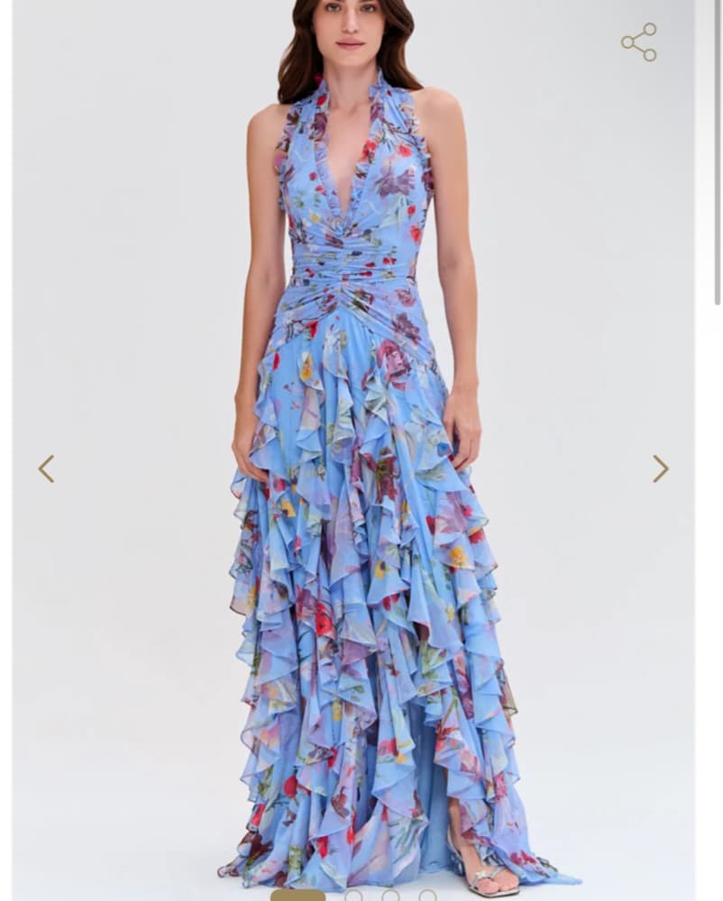 Patbo Lily Floral Flutter Halter Gown  - Image 3