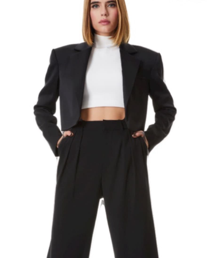 Alice/Olivia Shan cropped black Blazer - Image 1