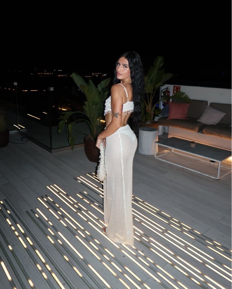 Stunning Crochet Pearl Beaded Maxi Dress - Image 3