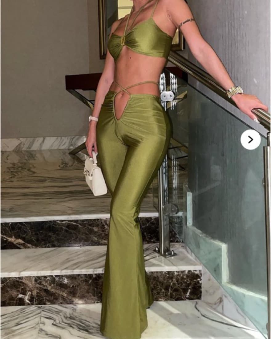 Stunning Olive Green Cutout Bodysuit - Image 1