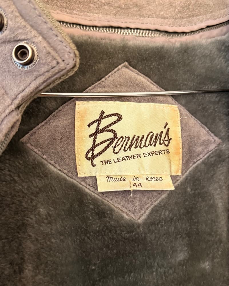 Vintage Gray Suede Bomber Jacket - Image 5