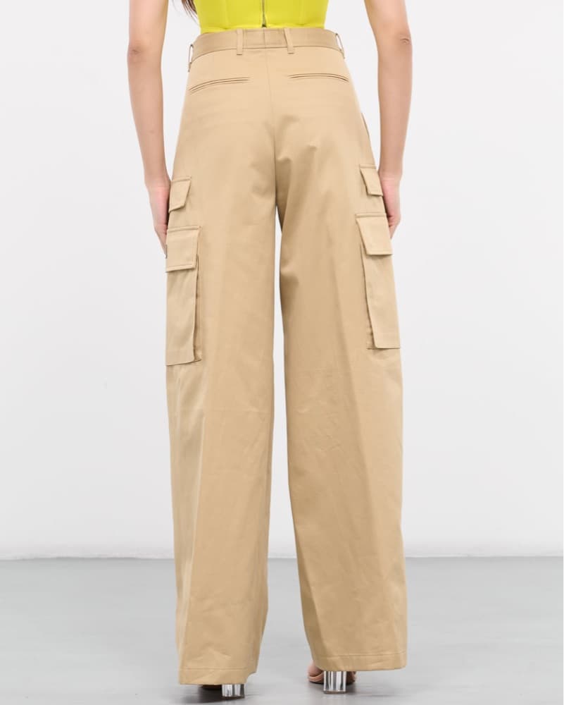 Versace Beige Gabardine Cargo Pants - Image 3
