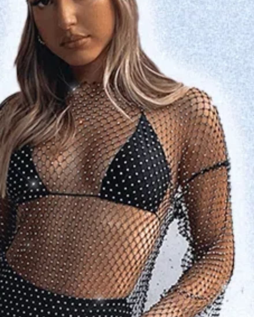 Rhinestone Mesh Dress/Cover Up - Image 2