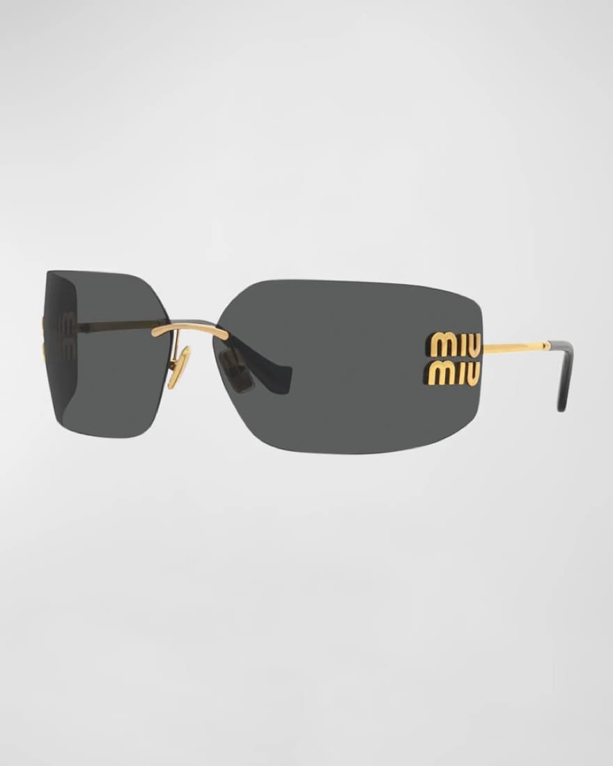 Miu Miu Wraparound Rimless Sunglasses - Image 1