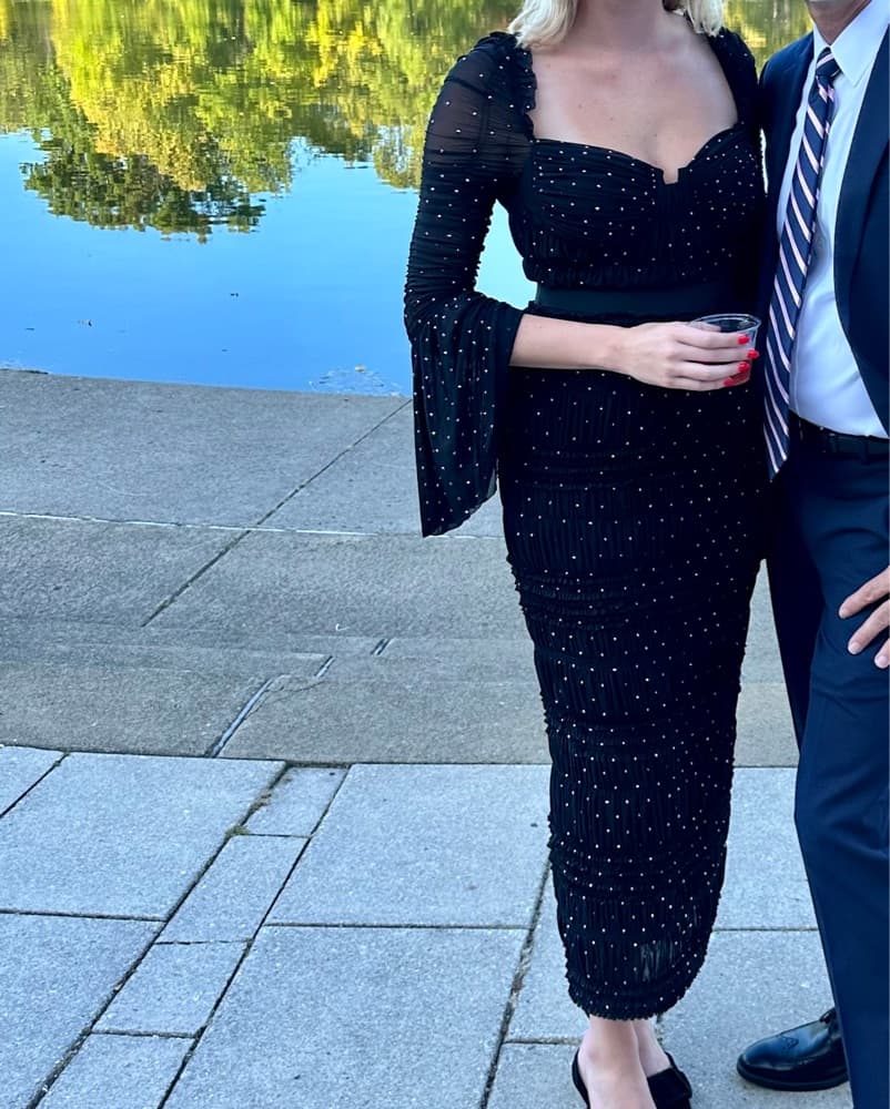 Self-Portrait Mesh Rhinestone Midi Dress - Image 2