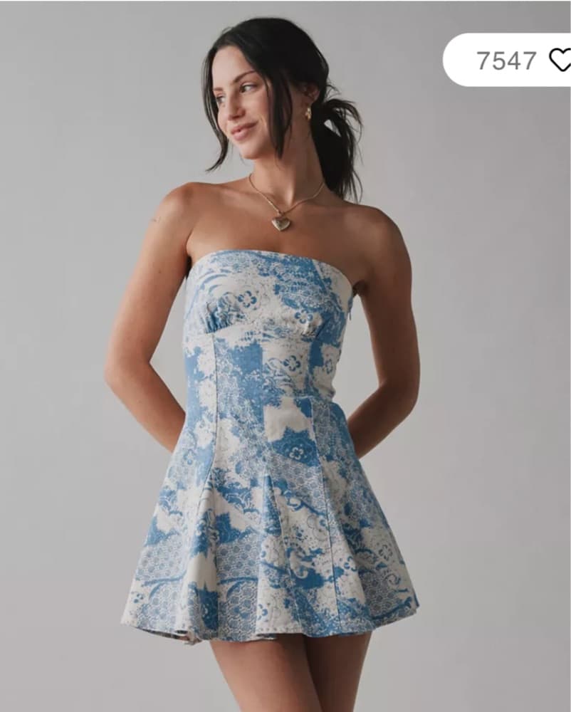 Strapless Denim Mini Dress - Image 1