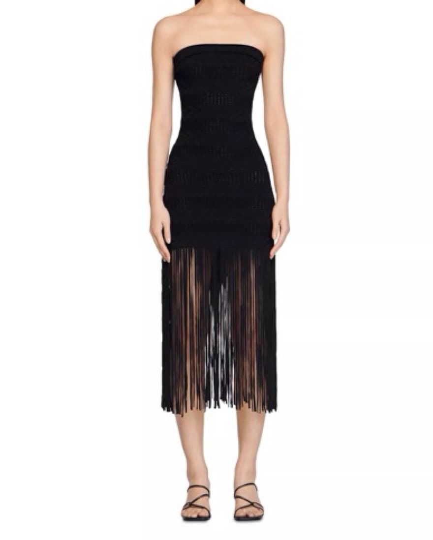 Sandro Crochet Fringed Mini Dress - Image 1