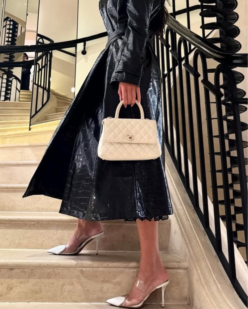 White Chanel Quilted Leather Handbag - Image 4