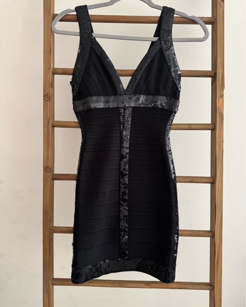 Sequined Black Cocktail Dress - Image 1