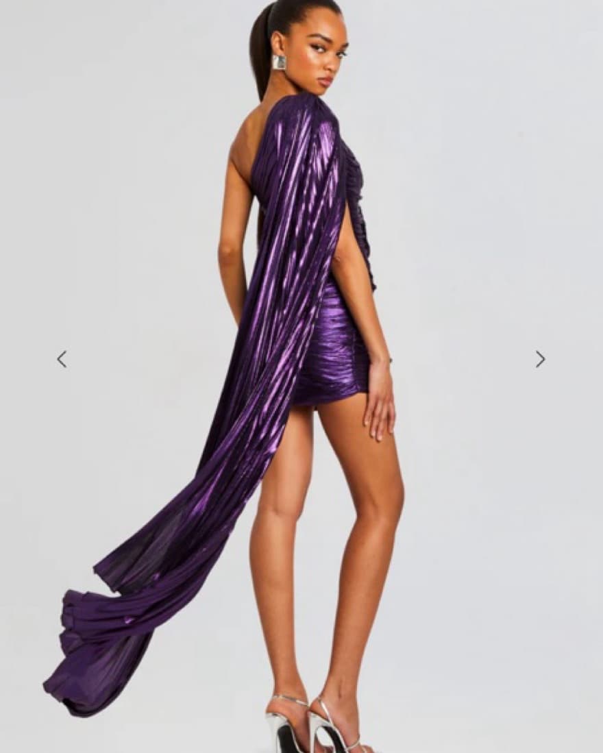 Retrofete Metallic Purple Karena dress - Image 2