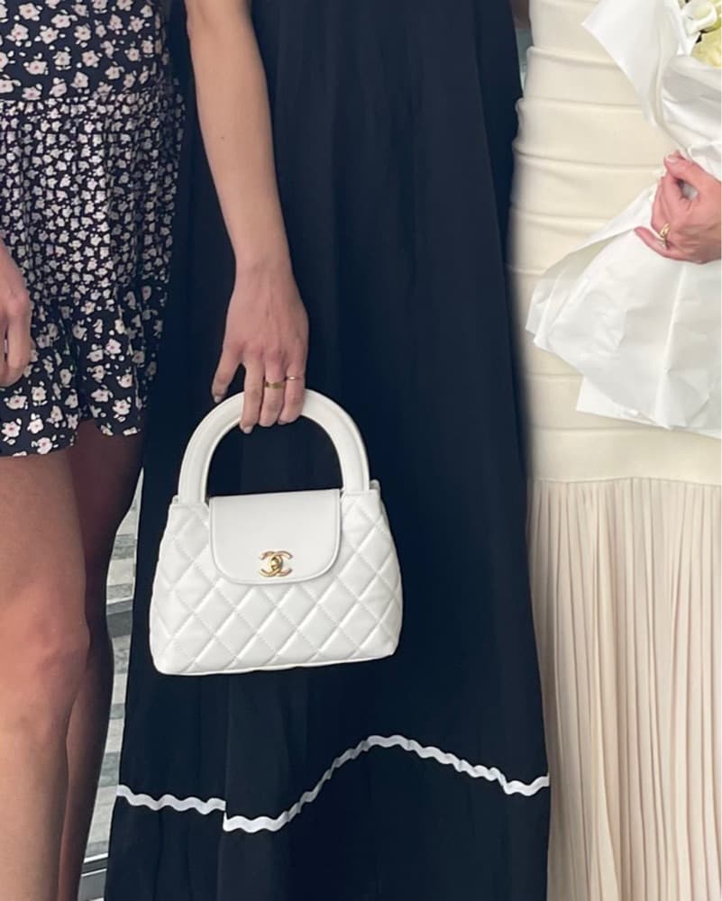 Chanel Quilted Top Handle Bag (white) - Image 3