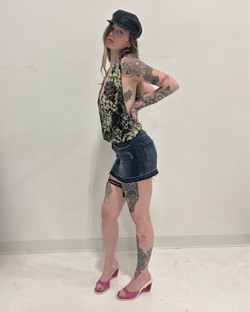 PHILIPP PLEIN SILK & DEMIN MINI DRESS - Image 2