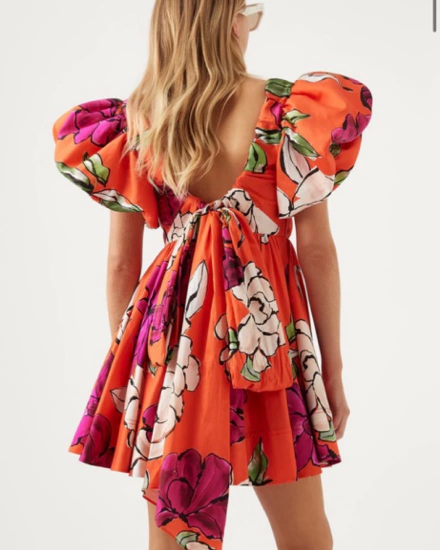 Aje Gretta Floral Orange Fuschia Dress - Image 5