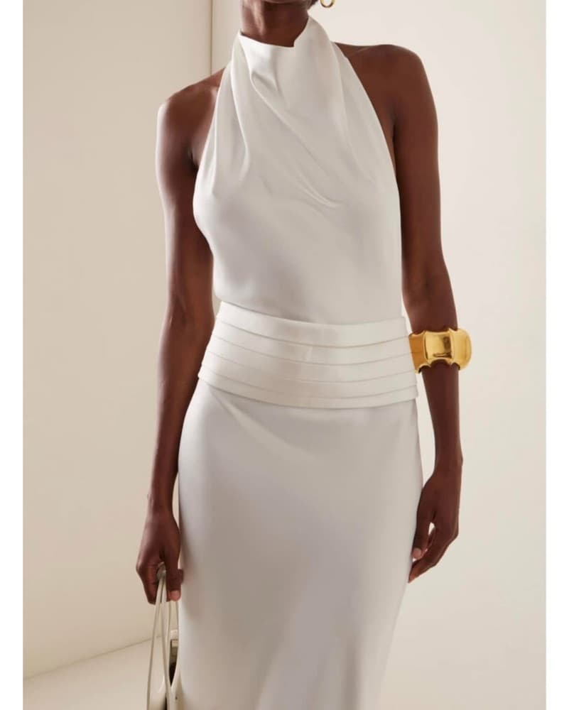 ILA. Belted Draped Satin Gown - Image 1