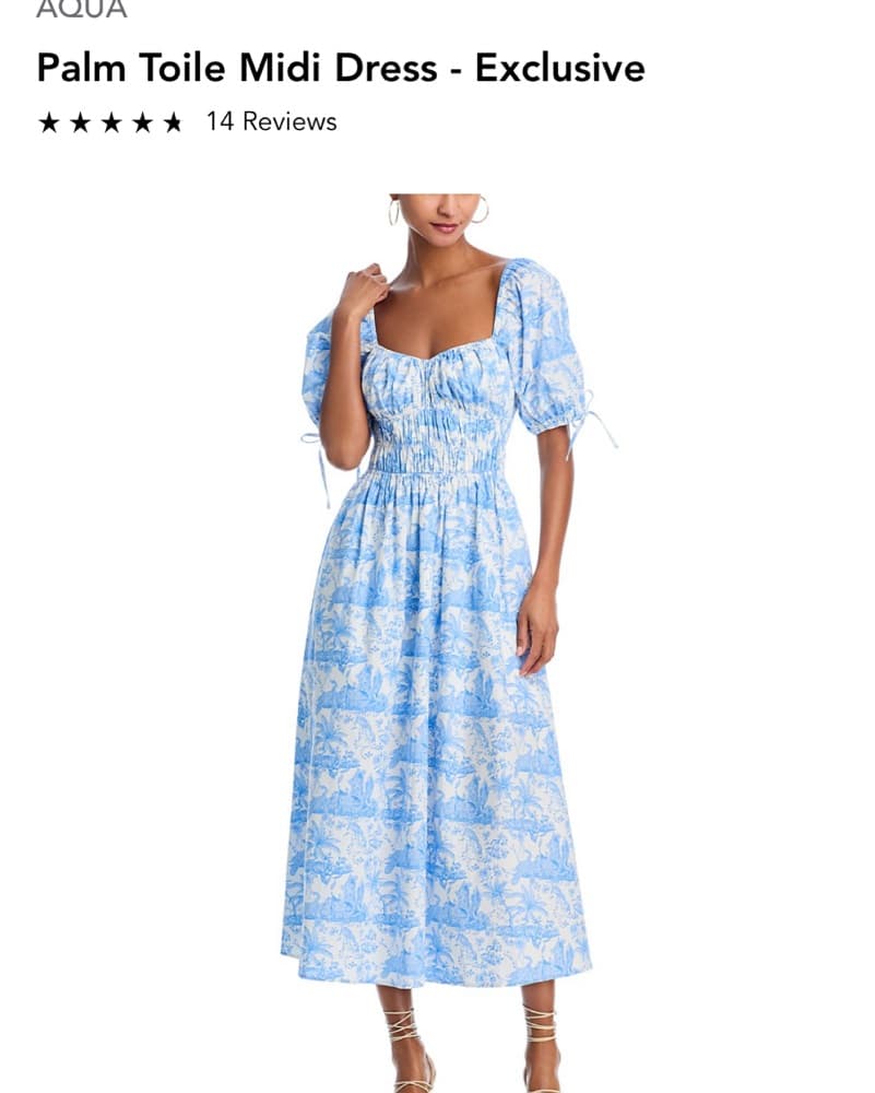 AQUA Palm Toile Midi Dress - Image 2
