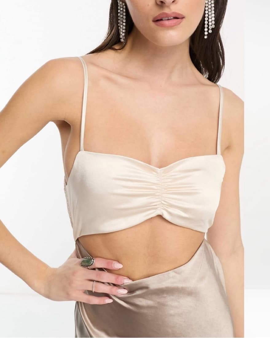 Cami contrast satin maxi cut out dress - Image 2