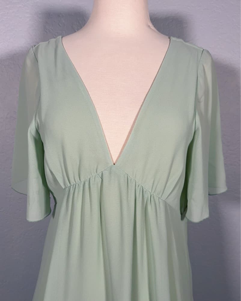 H&M XS Green Chiffon Mini Dress - Image 4