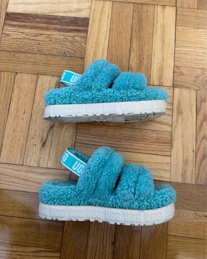 UGG Oh Fluffita Teal Green Slippers - Image 3